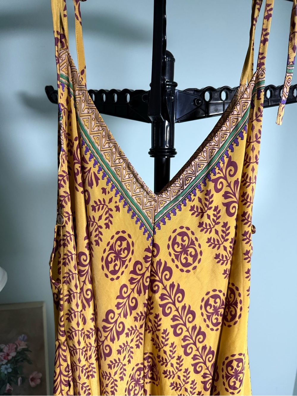 Bohemian 100% Silk Yellow Printed V-Neck Jumpsuit NWT